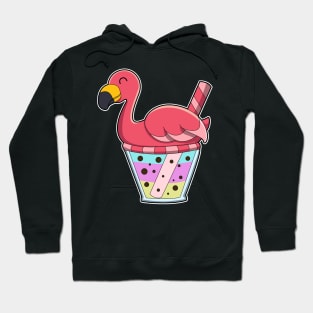 Flamingo with Mug of Juice & Drinking straw Hoodie